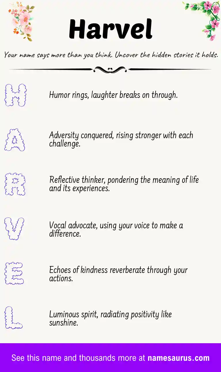 Acrostic poem about Harvel.