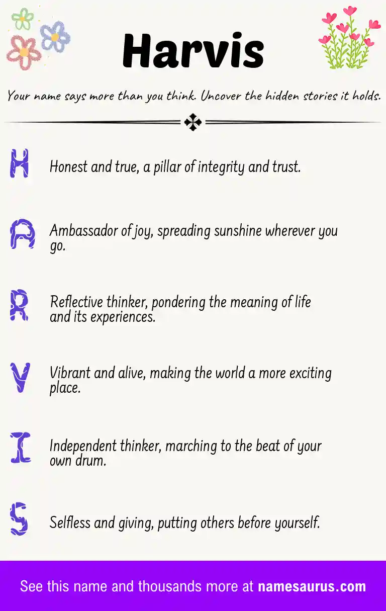 Acrostic poem about Harvis.