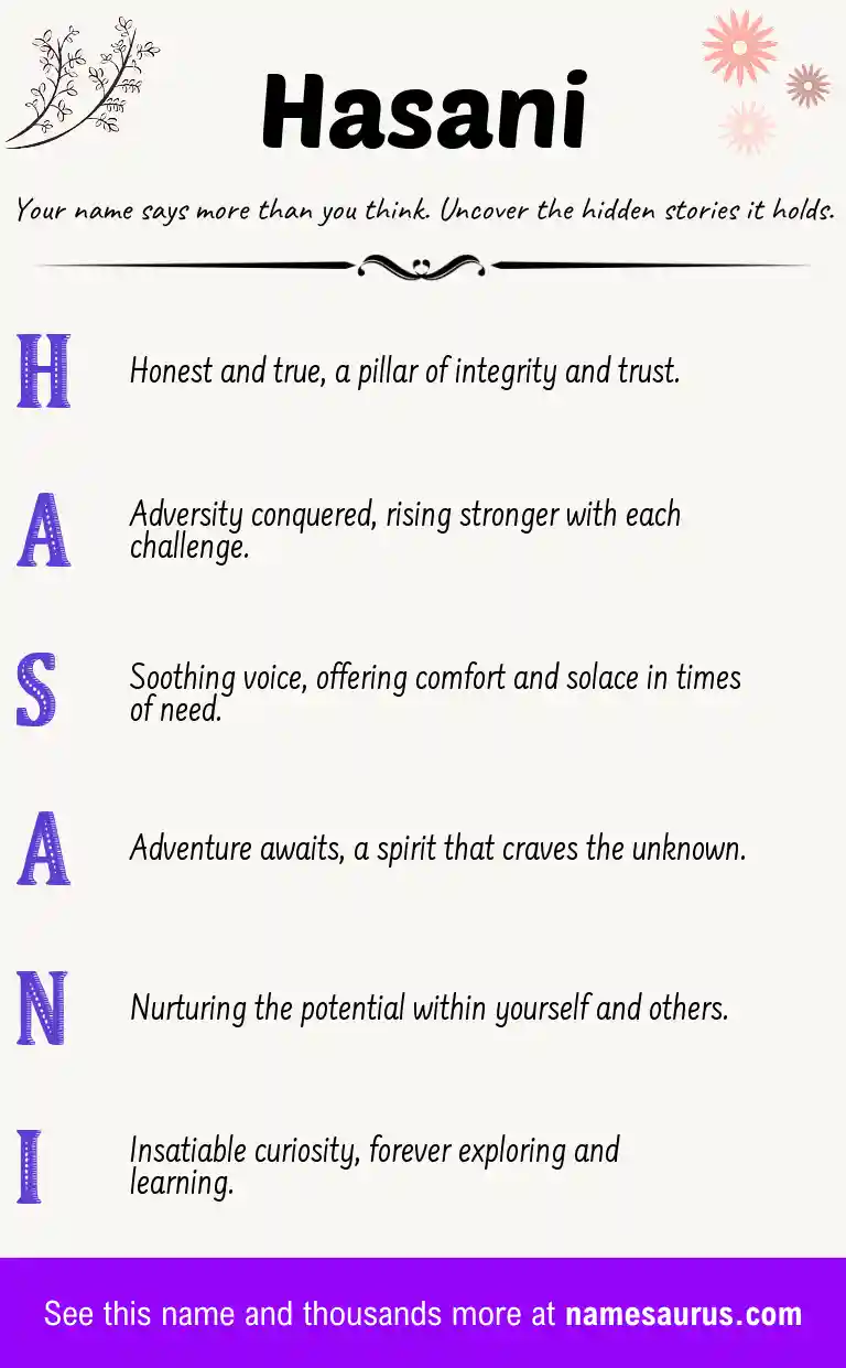 Acrostic poem about Hasani.