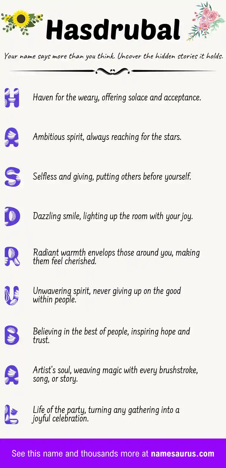 Acrostic poem about Hasdrubal.