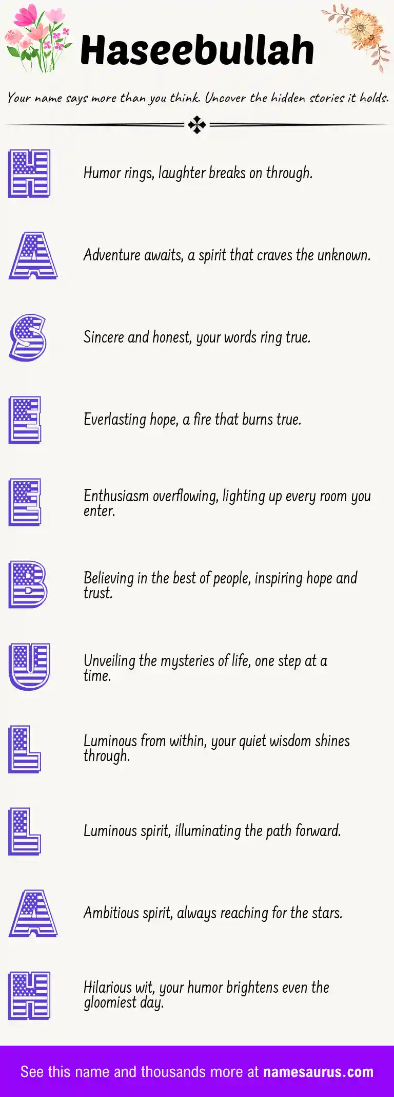 Acrostic poem about Haseebullah.
