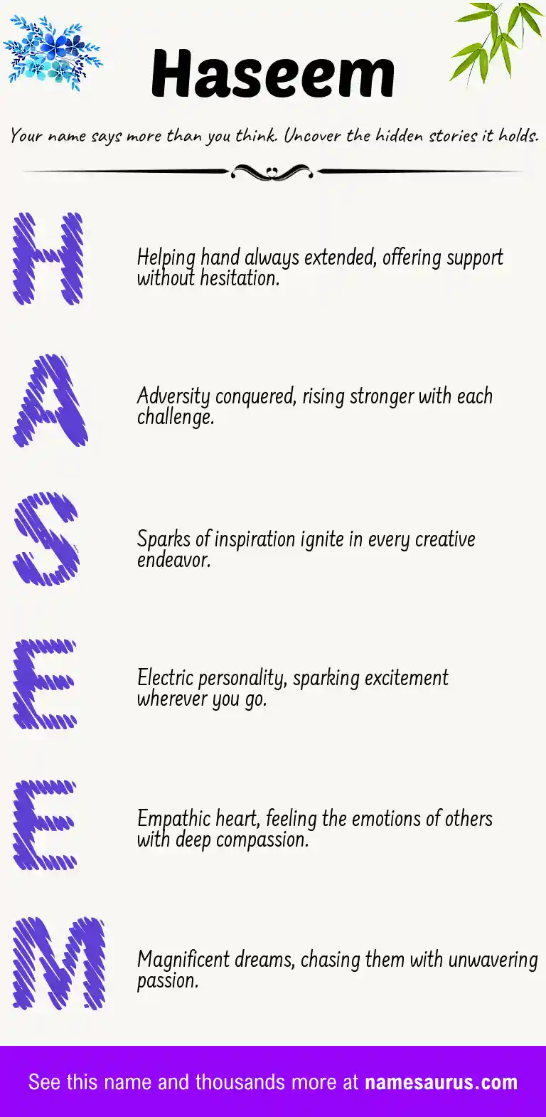 Acrostic poem about Haseem.