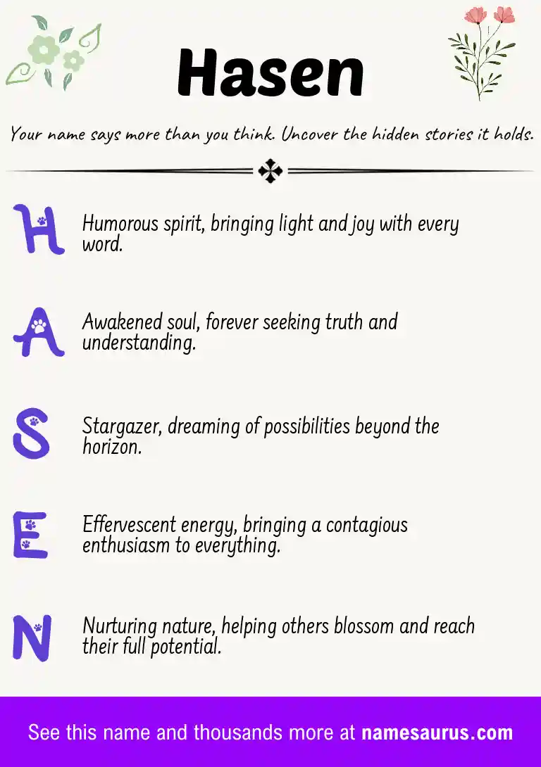 Acrostic poem about Hasen.