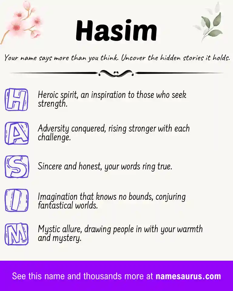 Acrostic poem about Hasim.