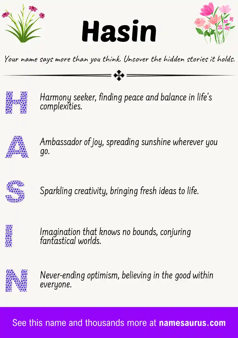 Acrostic poem about Hasin.