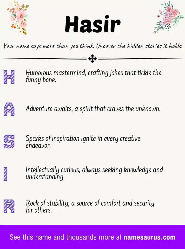 Acrostic poem about Hasir.