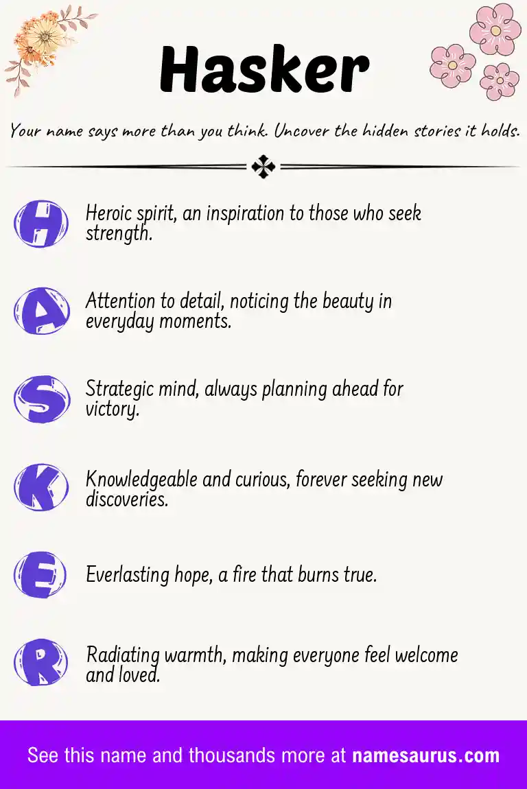 Acrostic poem about Hasker.