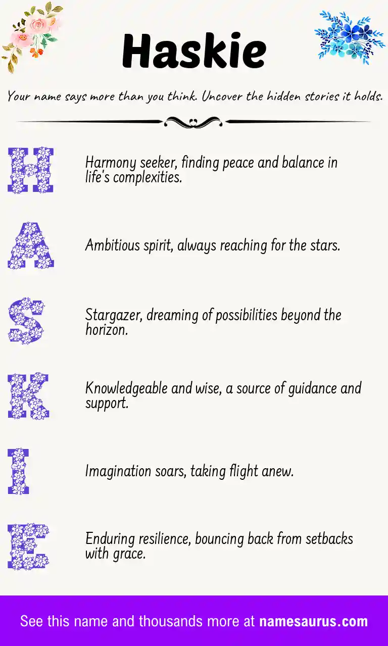 Acrostic poem about Haskie.