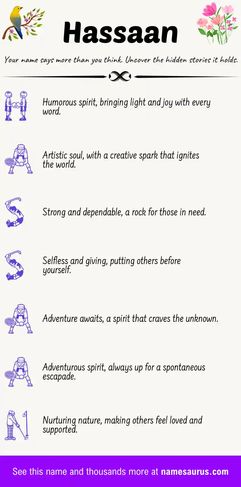 Acrostic poem about Hassaan.