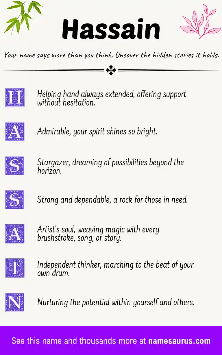 Acrostic poem about Hassain.