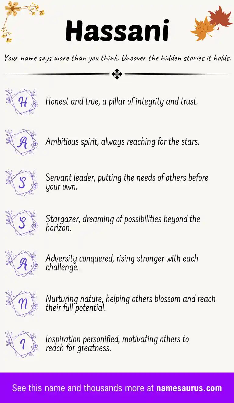Acrostic poem about Hassani.