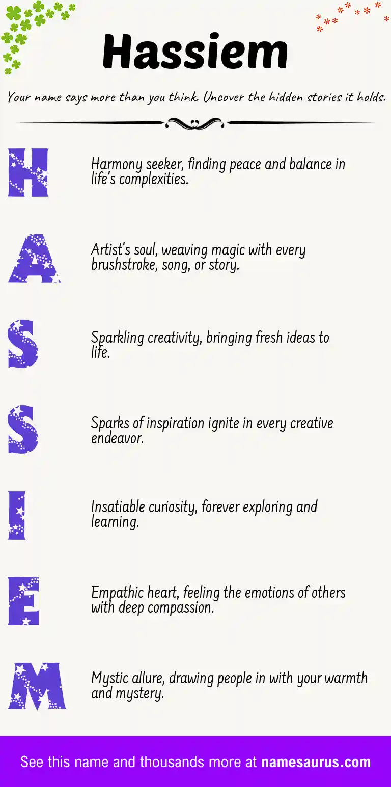 Acrostic poem about Hassiem.