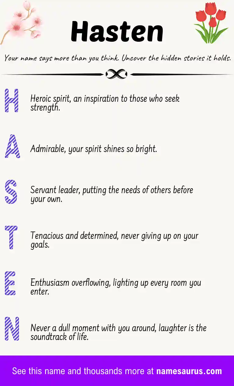 Acrostic poem about Hasten.