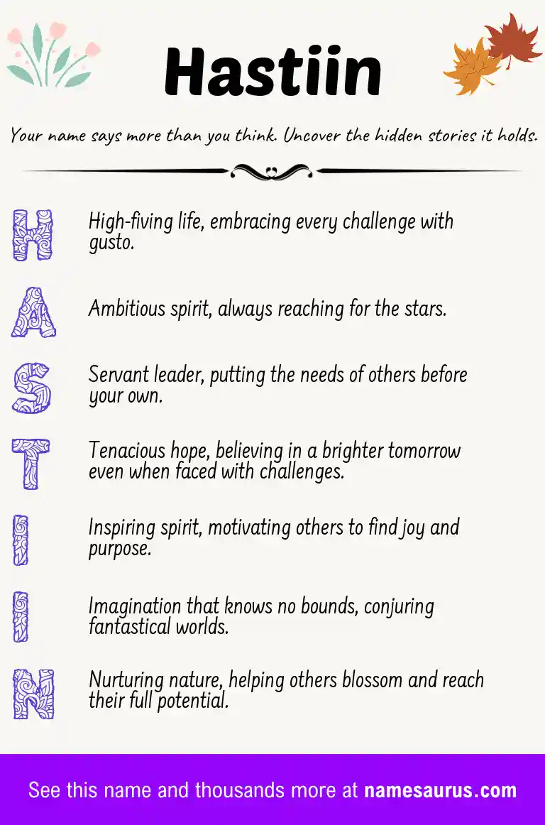 Acrostic poem about Hastiin.