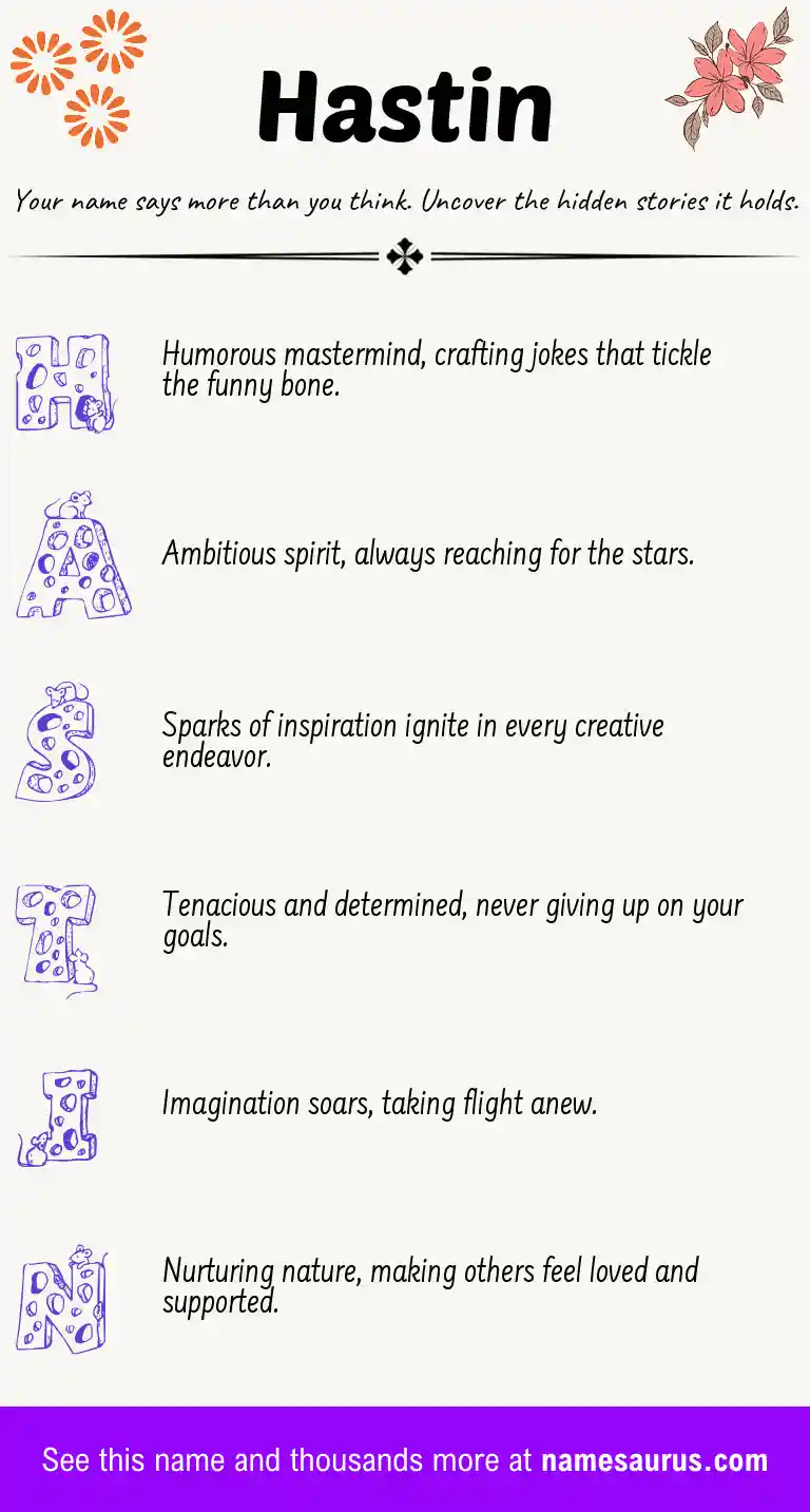 Acrostic poem about Hastin.