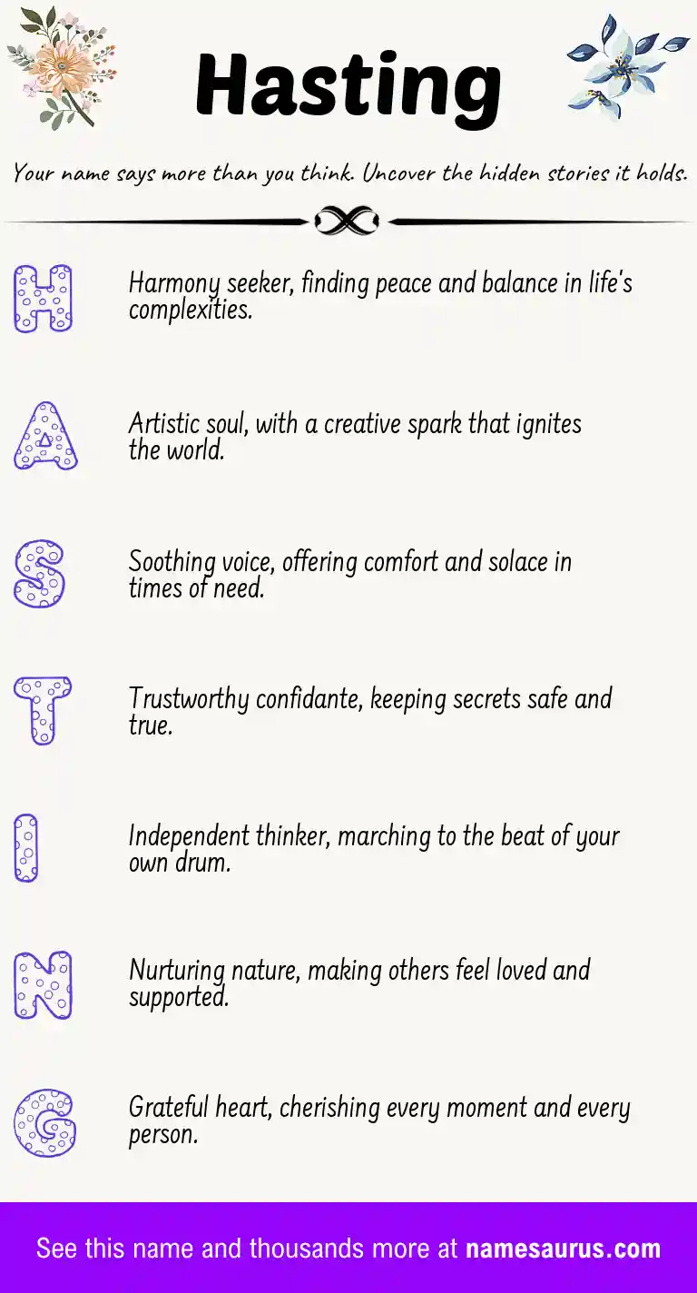 Acrostic poem about Hasting.