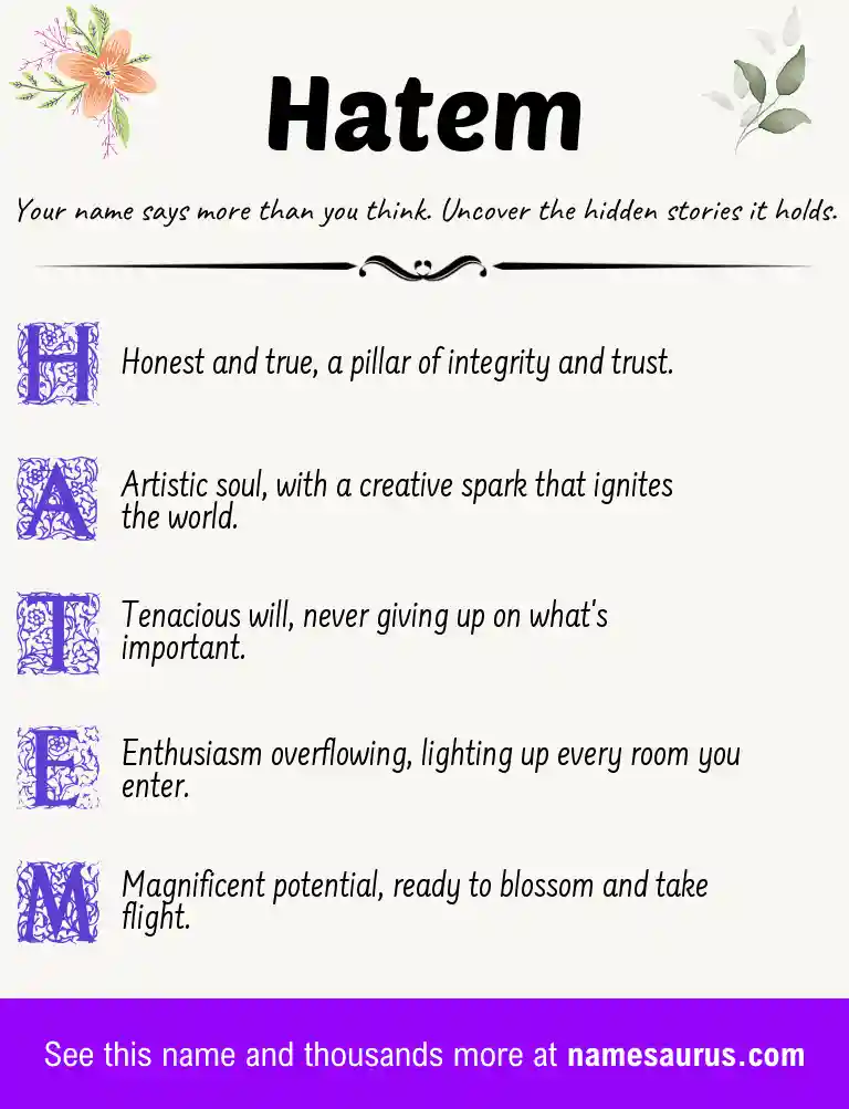 Acrostic poem about Hatem.