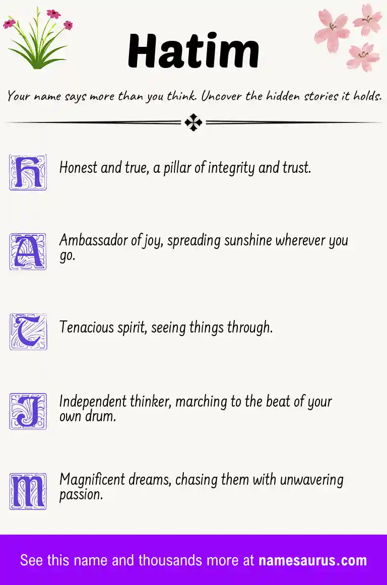 Acrostic poem about Hatim.