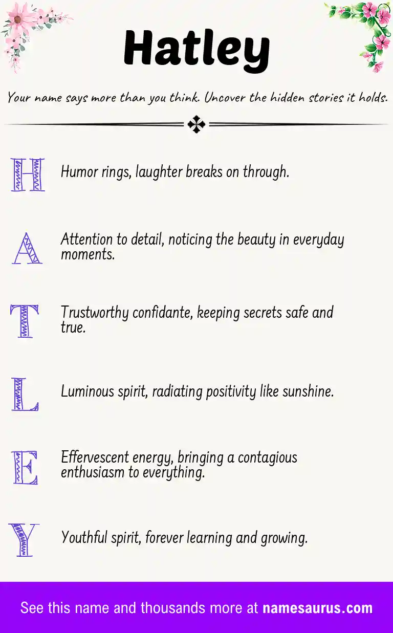 Acrostic poem about Hatley.