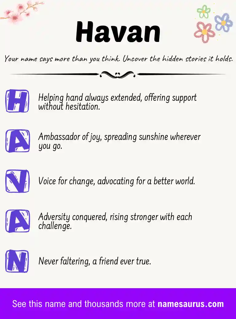 Acrostic poem about Havan.