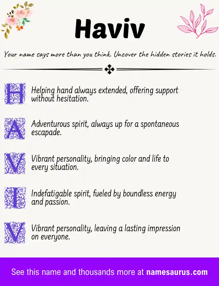 Acrostic poem about Haviv.