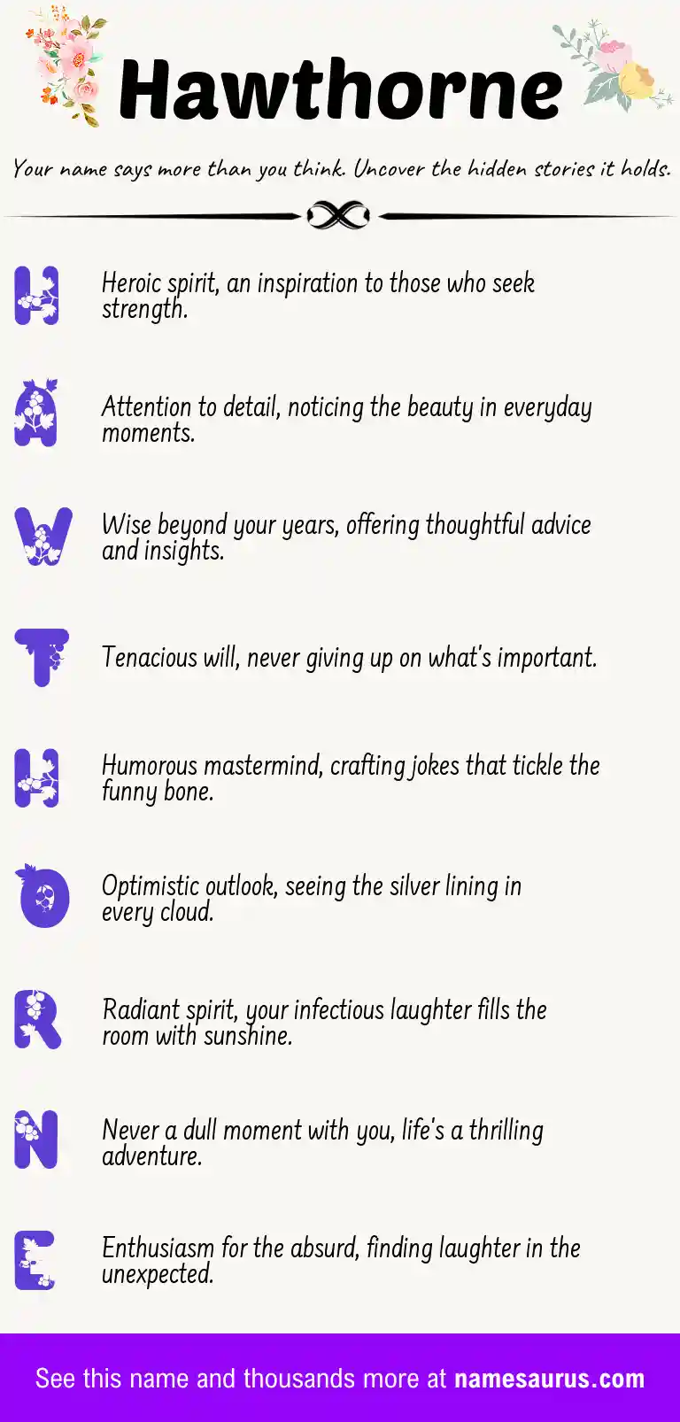 Acrostic poem about Hawthorne.