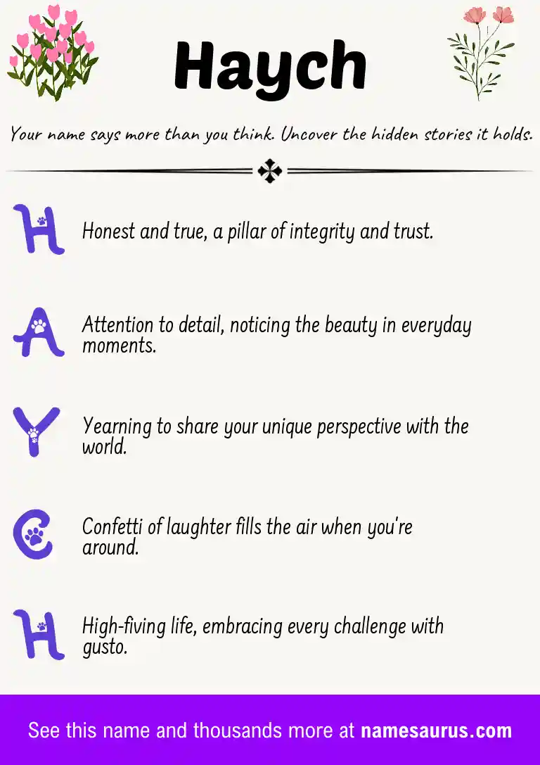 Acrostic poem about Haych.