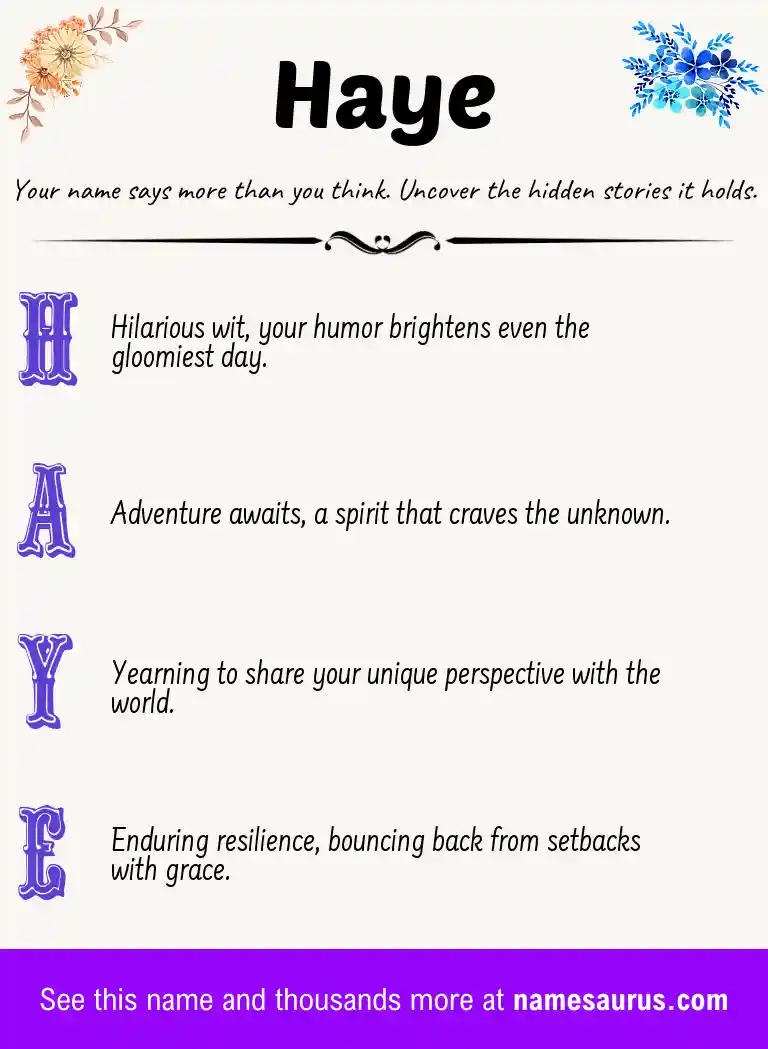 Acrostic poem about Haye.