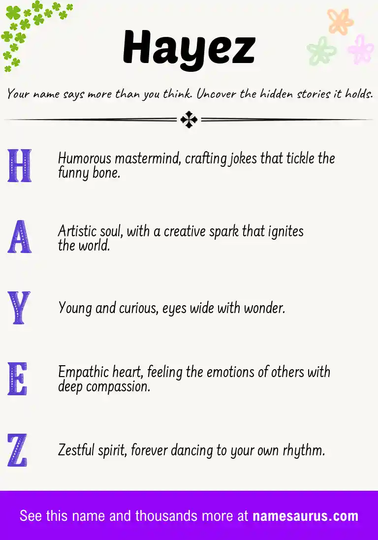 Acrostic poem about Hayez.