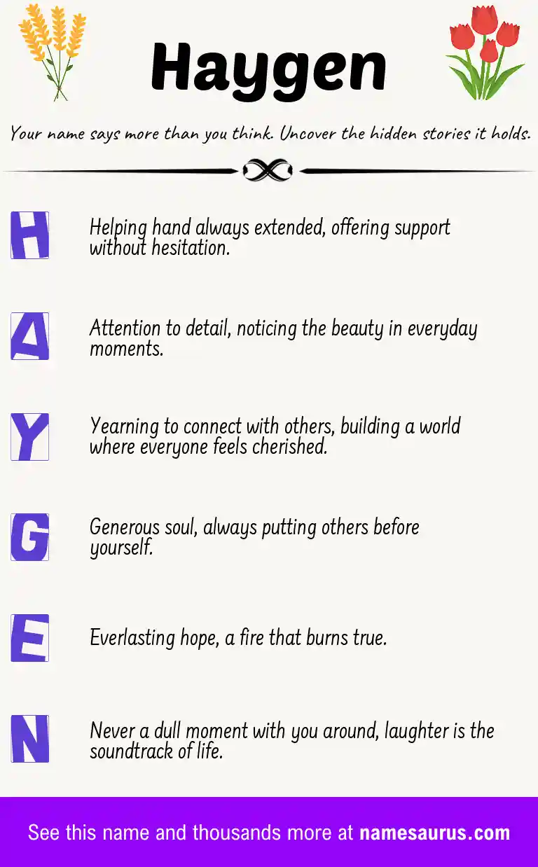 Acrostic poem about Haygen.