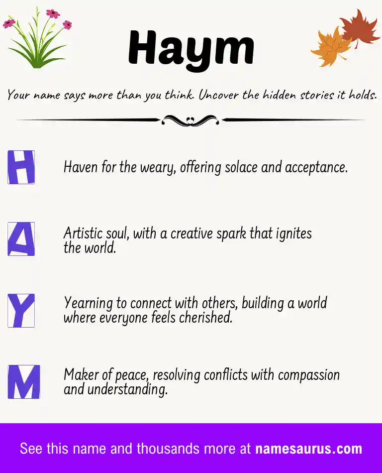 Acrostic poem about Haym.