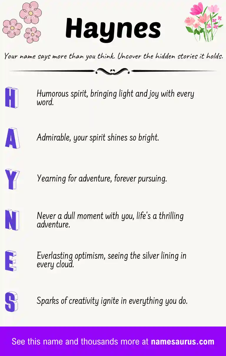Acrostic poem about Haynes.
