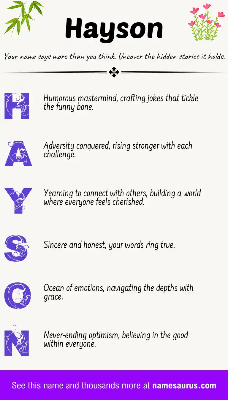 Acrostic poem about Hayson.