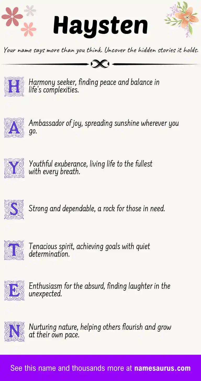 Acrostic poem about Haysten.