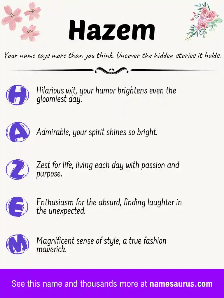Acrostic poem about Hazem.