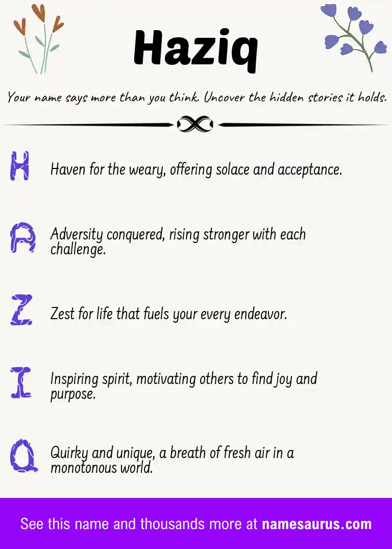 Acrostic poem about Haziq.