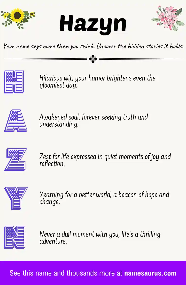 Acrostic poem about Hazyn.