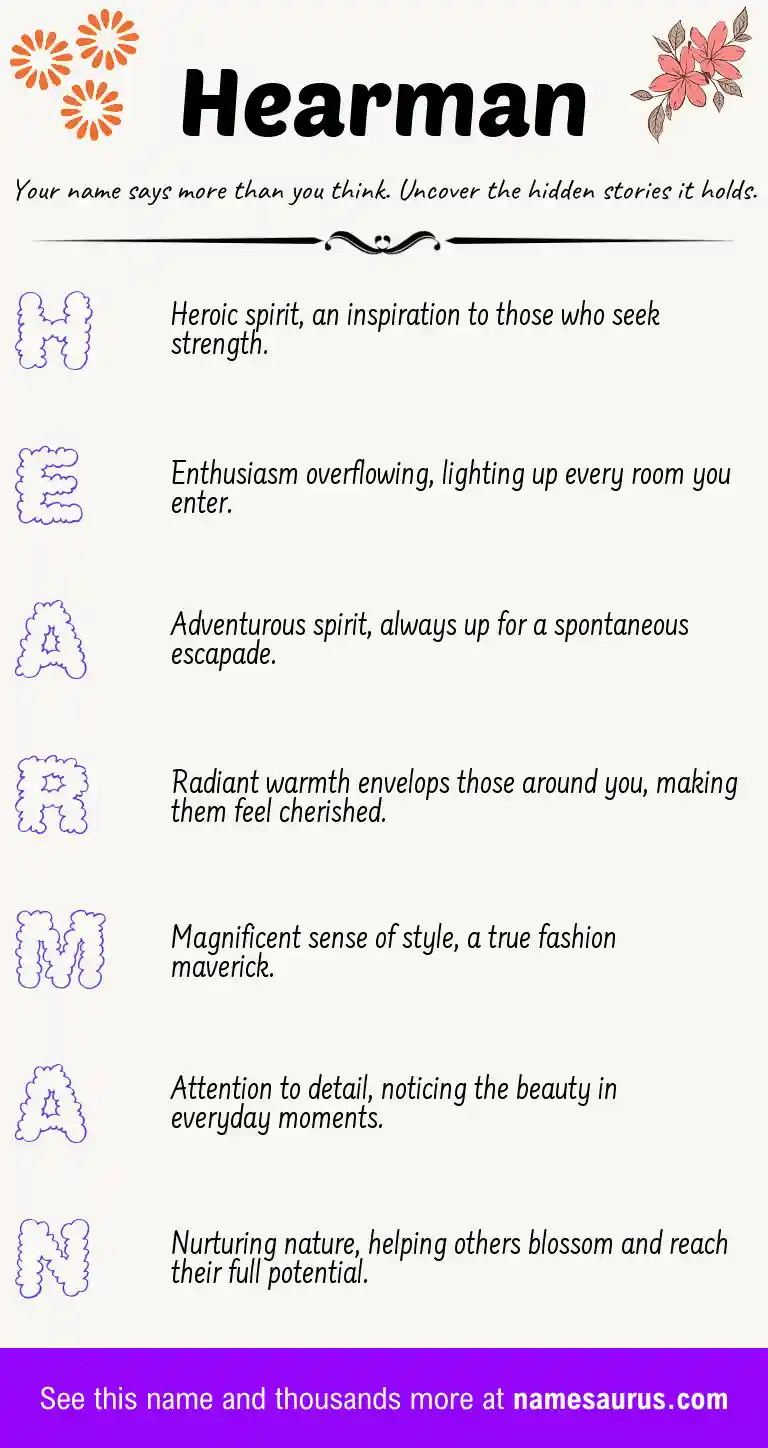 Acrostic poem about Hearman.