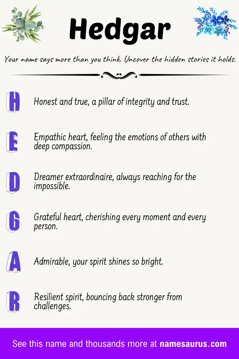 Acrostic poem about Hedgar.