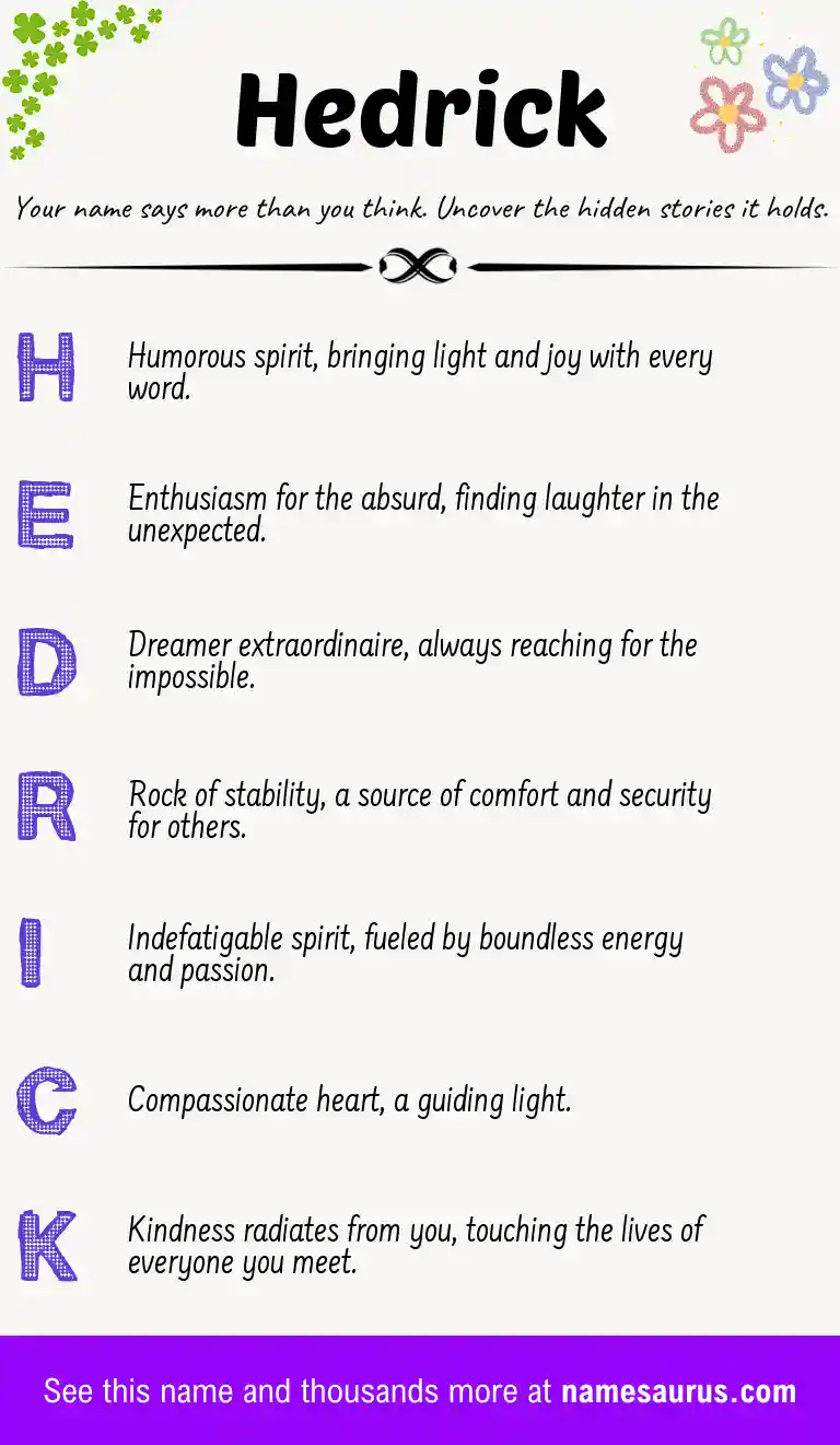 Acrostic poem about Hedrick.
