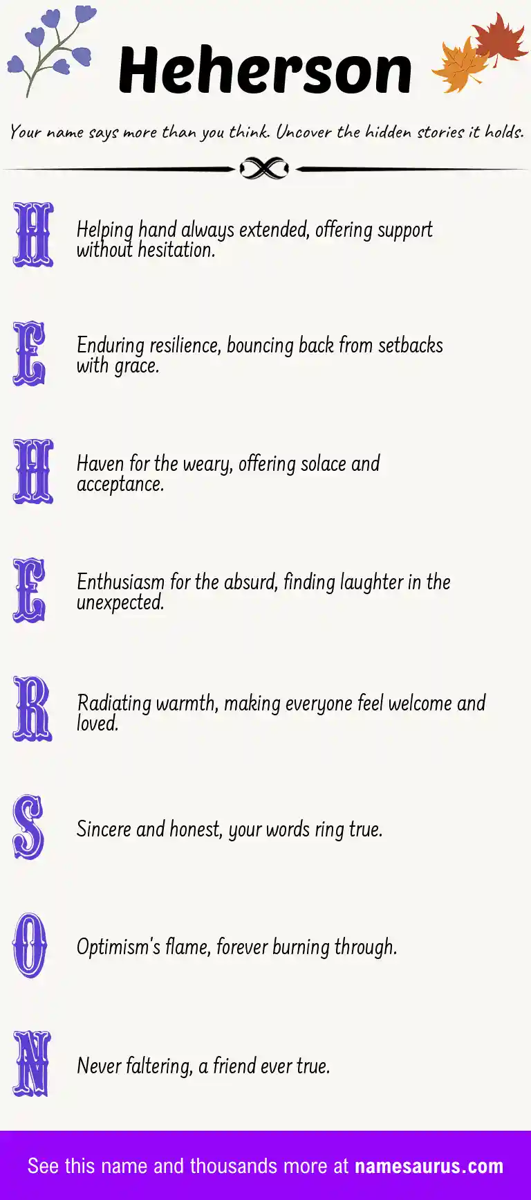 Acrostic poem about Heherson.