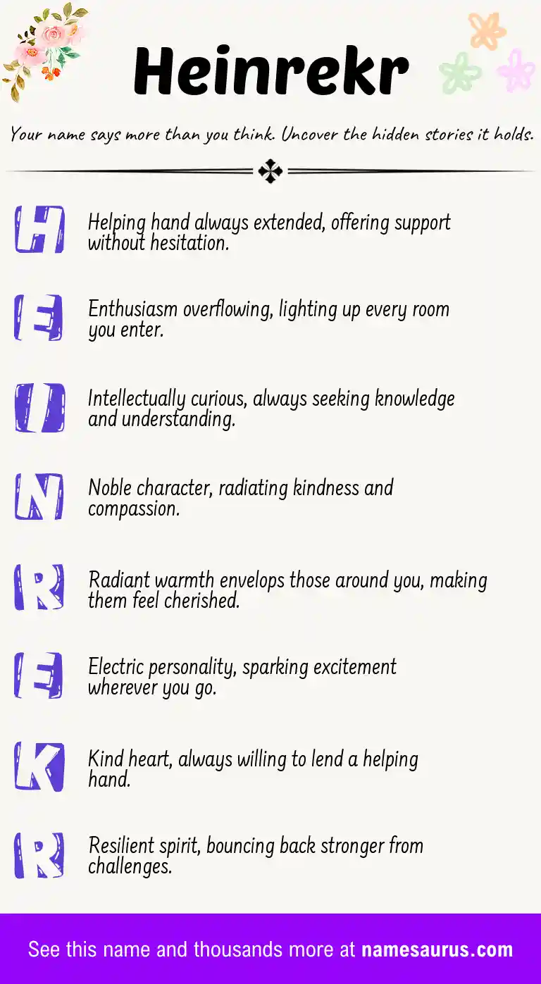 Acrostic poem about Heinrekr.