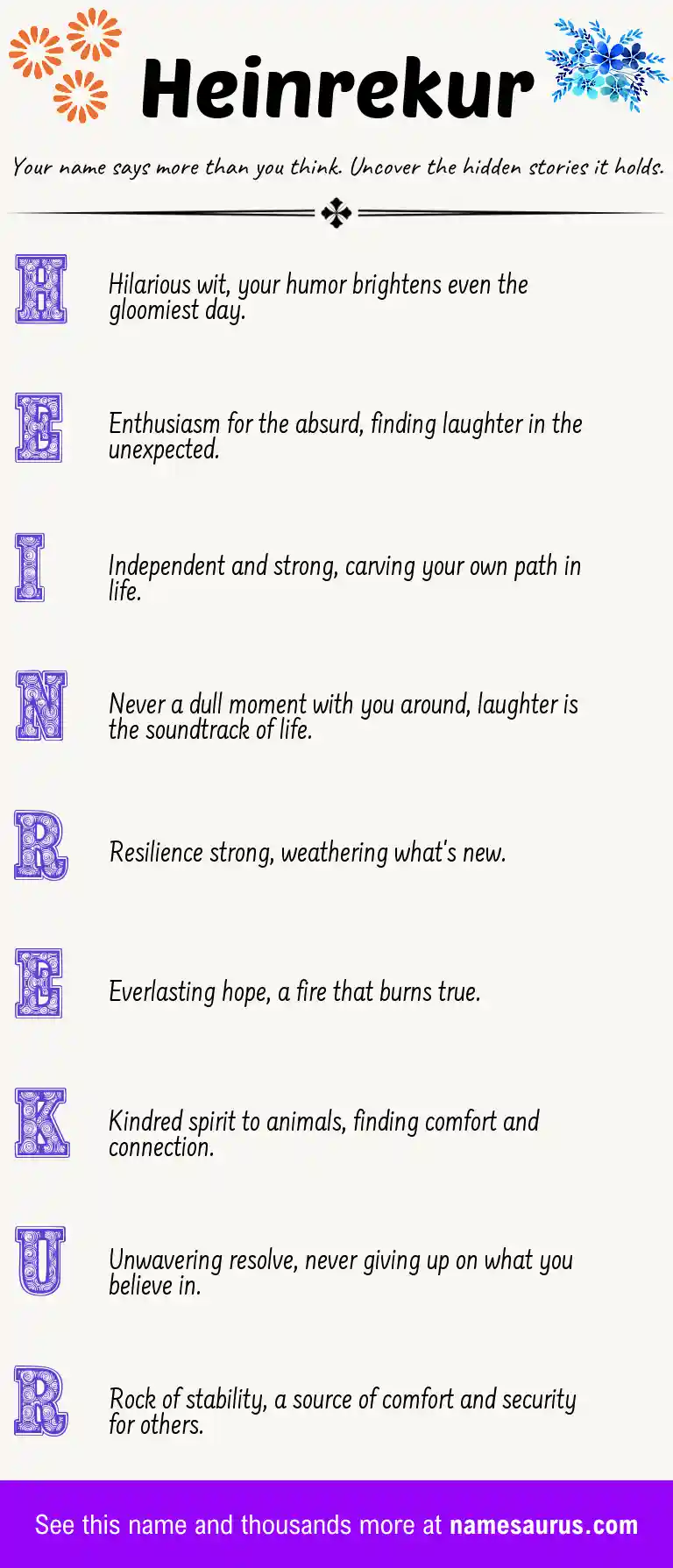 Acrostic poem about Heinrekur.