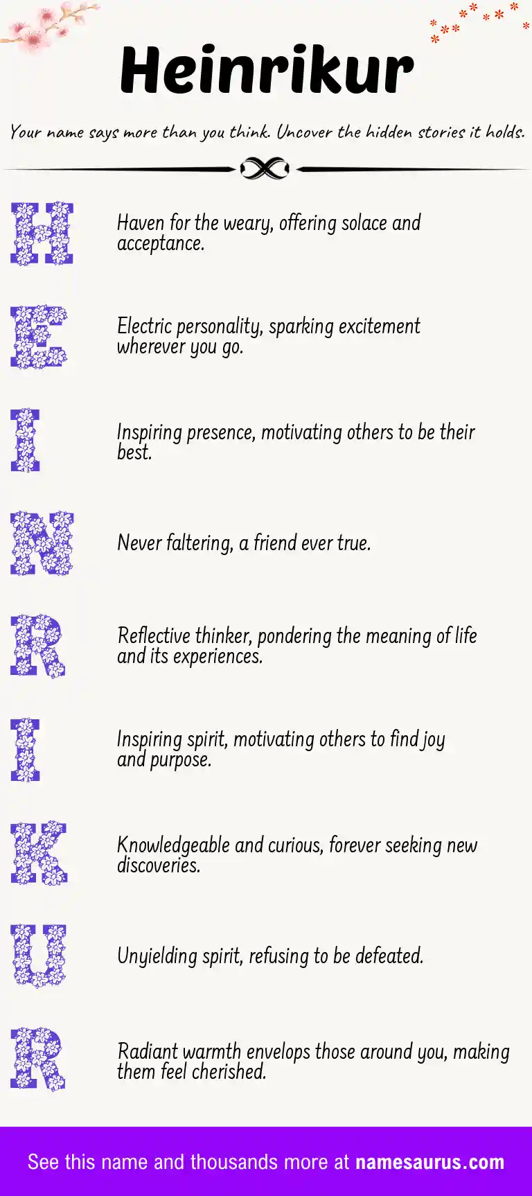 Acrostic poem about Heinrikur.