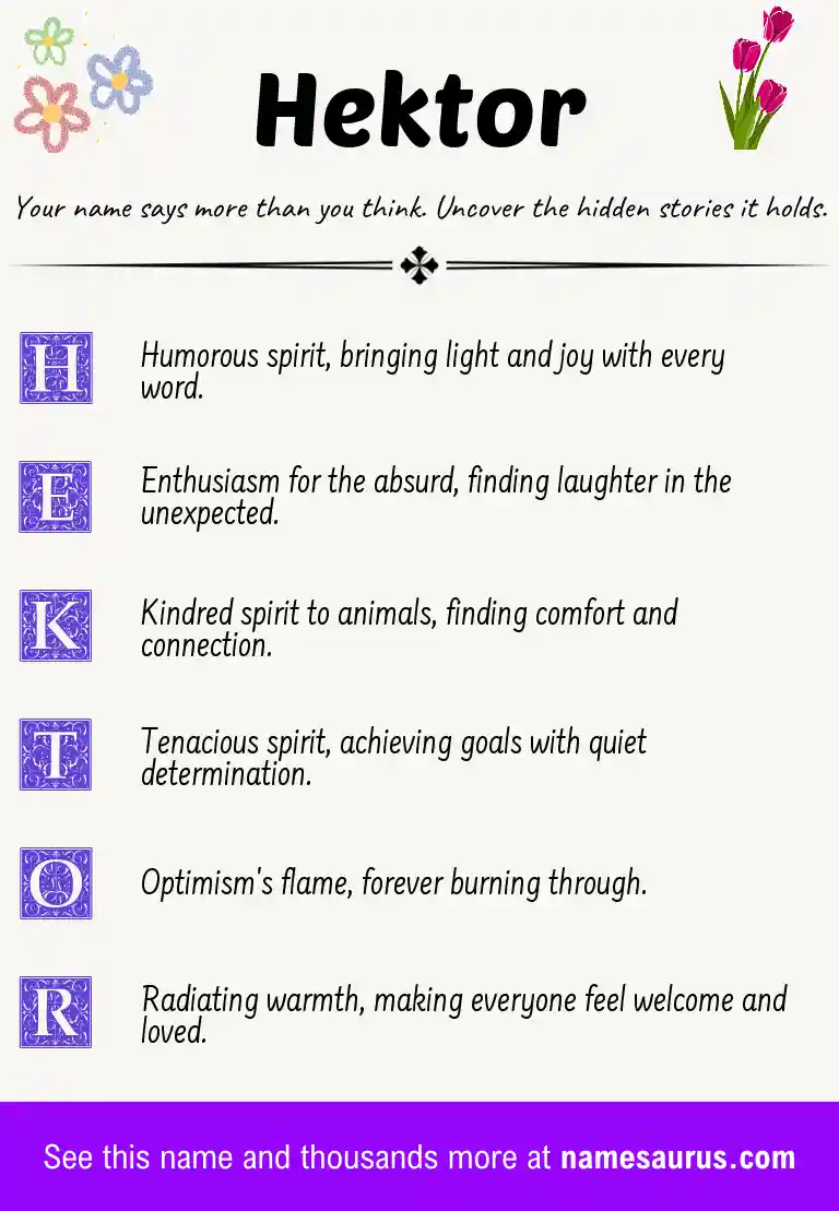 Acrostic poem about Hektor.