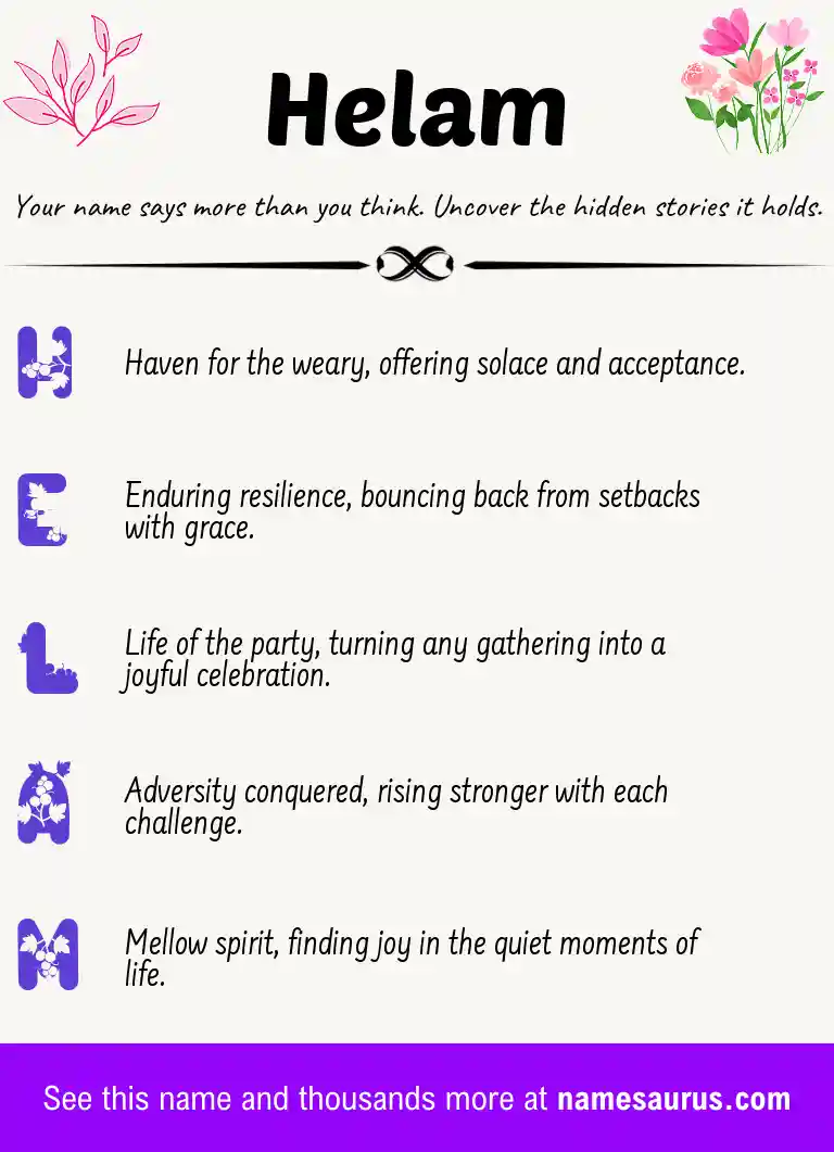 Acrostic poem about Helam.