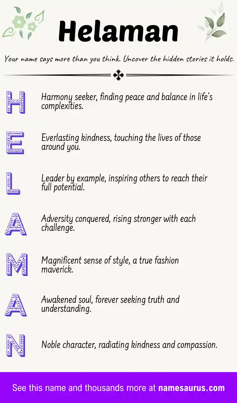 Acrostic poem about Helaman.