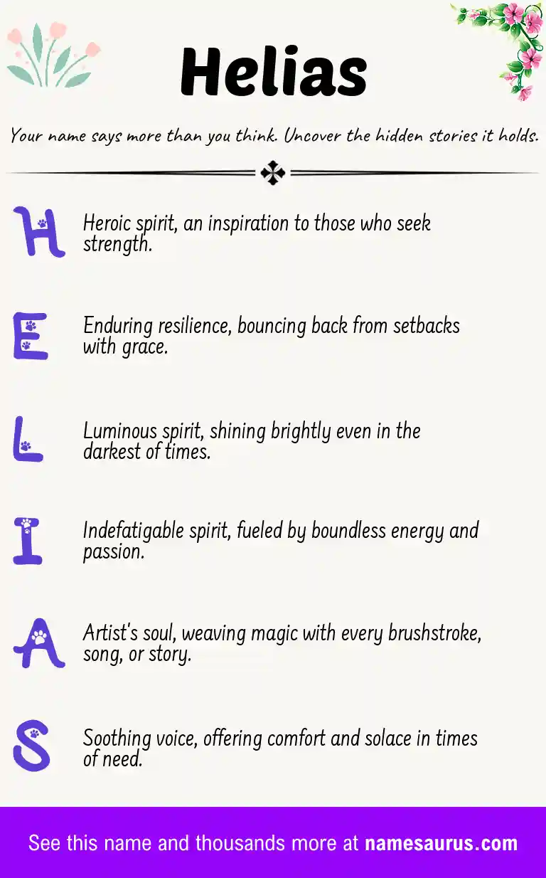 Acrostic poem about Helias.