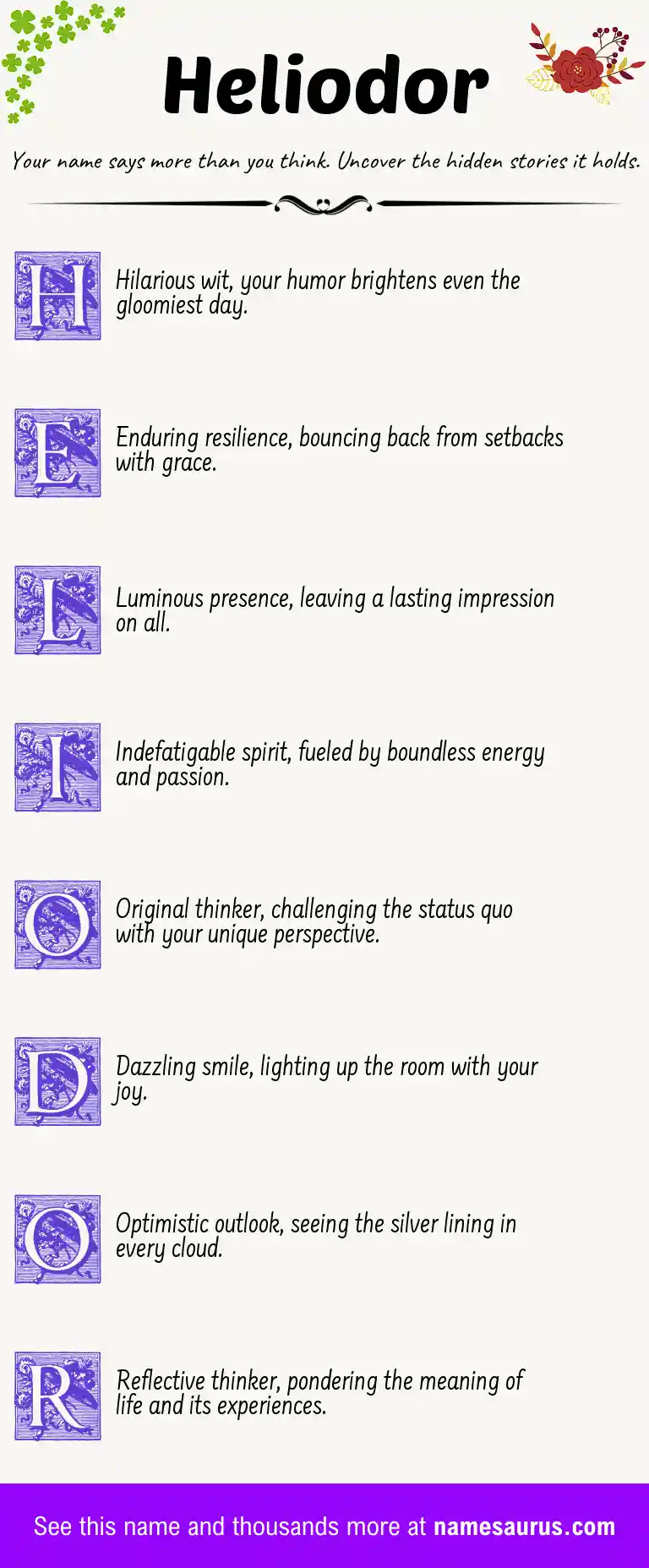 Acrostic poem about Heliodor.