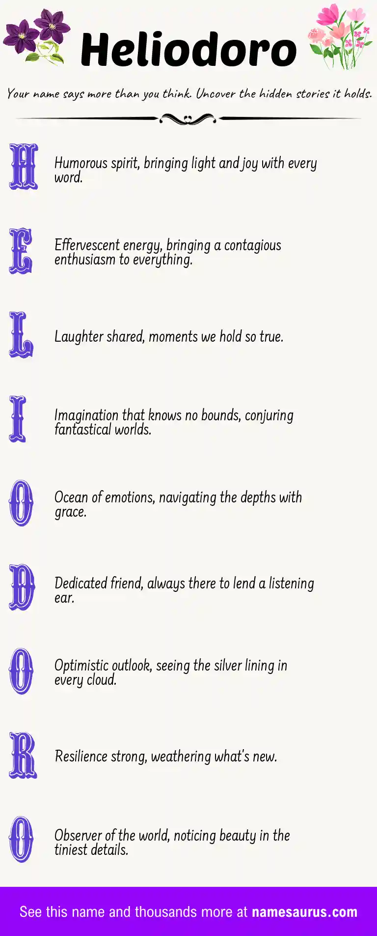 Acrostic poem about Heliodoro.